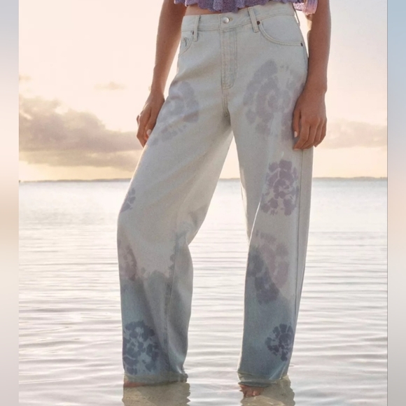 Anthropologie Pilcro size 34 Sunset High Rise Straight Boho Azores Jeans NWT - Picture 1 of 14